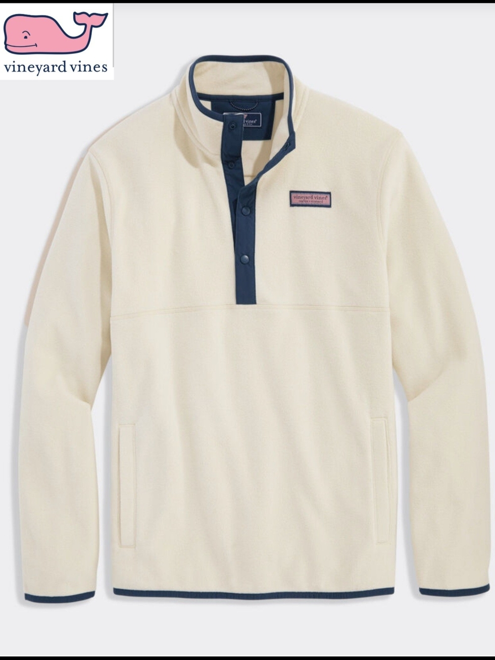 NWT Vineyard Vines Mens XXL Stone Harbor Fleece Quarter-Snap Pullover